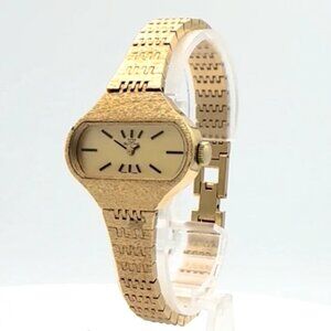 Vintage Glycine Oval Ladies Mechanical Wristwatch Felsa Swiss Made Steel